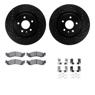 R1 Concepts® - eLINE Series Drilled and Slotted Front Brake Kit with Ceramic Pads