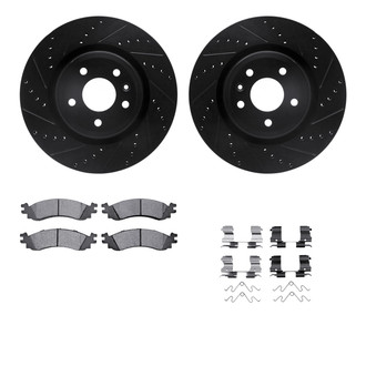 R1 Concepts® - eLINE Series Drilled and Slotted Front Brake Kit with Ceramic Pads