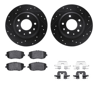 R1 Concepts® - eLINE Series Drilled and Slotted Rear Brake Kit with Ceramic Pads