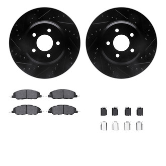 R1 Concepts® - eLINE Series Drilled and Slotted Front Brake Kit with Ceramic Pads