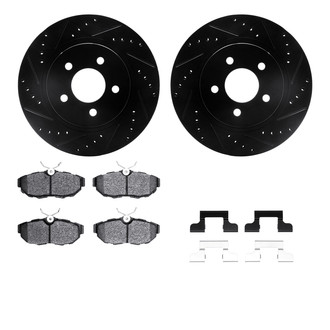 R1 Concepts® - eLINE Series Drilled and Slotted Rear Brake Kit with Ceramic Pads