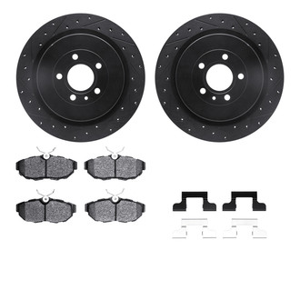 R1 Concepts® - eLINE Series Drilled and Slotted Rear Brake Kit with Ceramic Pads