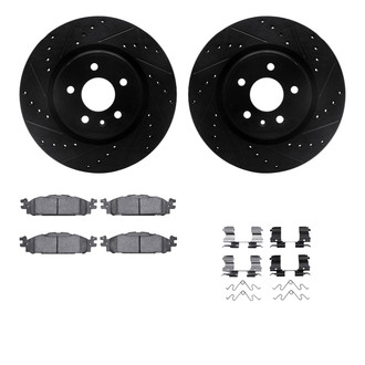 R1 Concepts® - eLINE Series Drilled and Slotted Front Brake Kit with Ceramic Pads