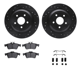 R1 Concepts® - eLINE Series Drilled and Slotted Rear Brake Kit with Ceramic Pads