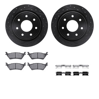 R1 Concepts® - eLINE Series Drilled and Slotted Rear Brake Kit with Ceramic Pads