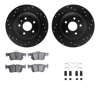 R1 Concepts® - eLINE Series Drilled and Slotted Rear Brake Kit with Ceramic Pads