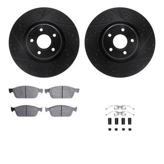 R1 Concepts® - eLINE Series Drilled and Slotted Front Brake Kit with Ceramic Pads