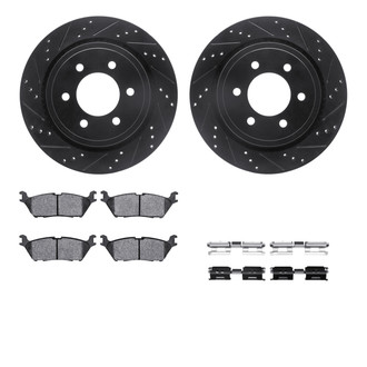 R1 Concepts® - eLINE Series Drilled and Slotted Rear Brake Kit with Ceramic Pads