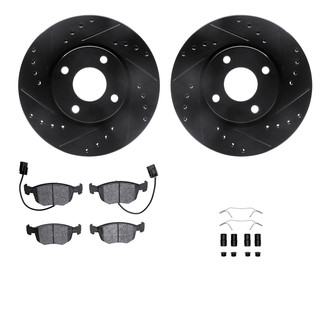 R1 Concepts® - eLINE Series Drilled and Slotted Front Brake Kit with Ceramic Pads