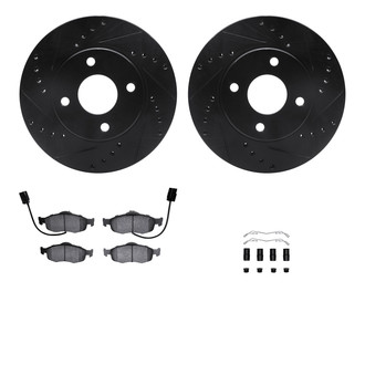 R1 Concepts® - eLINE Series Drilled and Slotted Front Brake Kit with Ceramic Pads