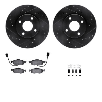 R1 Concepts® - eLINE Series Drilled and Slotted Front Brake Kit with Ceramic Pads