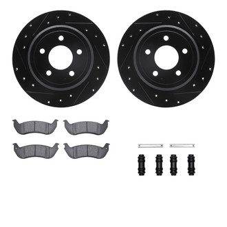 R1 Concepts® - eLINE Series Drilled and Slotted Rear Brake Kit with Ceramic Pads