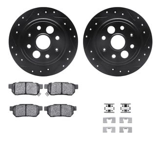 R1 Concepts® - eLINE Series Drilled and Slotted Rear Brake Kit with Ceramic Pads