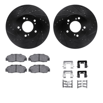 R1 Concepts® - eLINE Series Drilled and Slotted Front Brake Kit with Ceramic Pads