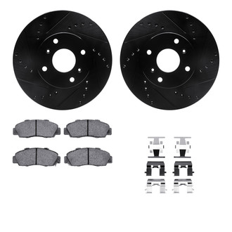 R1 Concepts® - eLINE Series Drilled and Slotted Front Brake Kit with Ceramic Pads