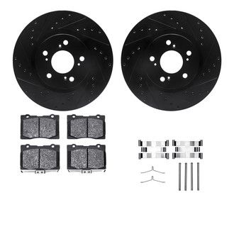 R1 Concepts® - eLINE Series Drilled and Slotted Front Brake Kit with Ceramic Pads