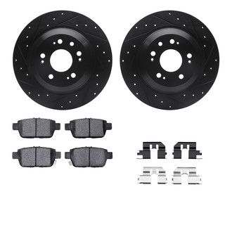 R1 Concepts® - eLINE Series Drilled and Slotted Rear Brake Kit with Ceramic Pads