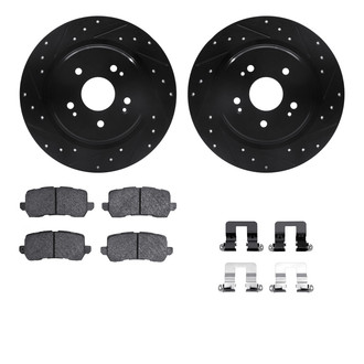 R1 Concepts® - eLINE Series Drilled and Slotted Rear Brake Kit with Ceramic Pads