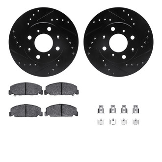 R1 Concepts® - eLINE Series Drilled and Slotted Front Brake Kit with Ceramic Pads