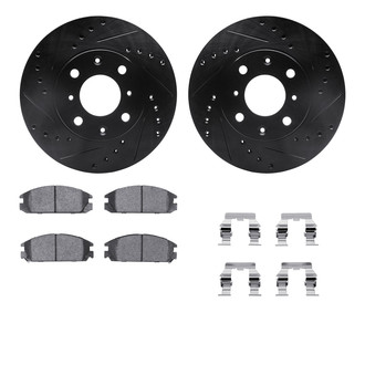 R1 Concepts® - eLINE Series Drilled and Slotted Front Brake Kit with Ceramic Pads