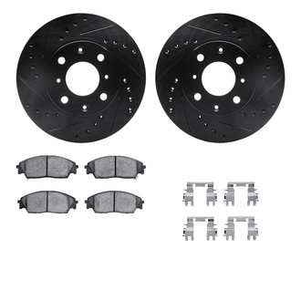 R1 Concepts® - eLINE Series Drilled and Slotted Front Brake Kit with Ceramic Pads