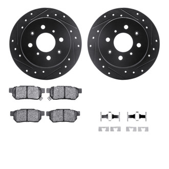 R1 Concepts® - eLINE Series Drilled and Slotted Rear Brake Kit with Ceramic Pads