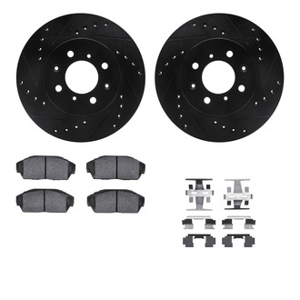 R1 Concepts® - eLINE Series Drilled and Slotted Front Brake Kit with Ceramic Pads