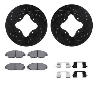 R1 Concepts® - eLINE Series Drilled and Slotted Front Brake Kit with Ceramic Pads