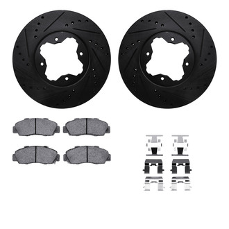 R1 Concepts® - eLINE Series Drilled and Slotted Front Brake Kit with Ceramic Pads