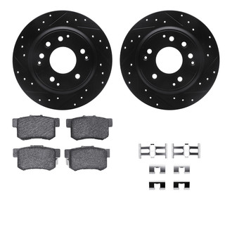 R1 Concepts® - eLINE Series Drilled and Slotted Rear Brake Kit with Ceramic Pads