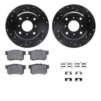 R1 Concepts® - eLINE Series Drilled and Slotted Rear Brake Kit with Ceramic Pads
