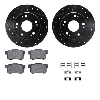 R1 Concepts® - eLINE Series Drilled and Slotted Rear Brake Kit with Ceramic Pads