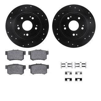 R1 Concepts® - eLINE Series Drilled and Slotted Rear Brake Kit with Ceramic Pads