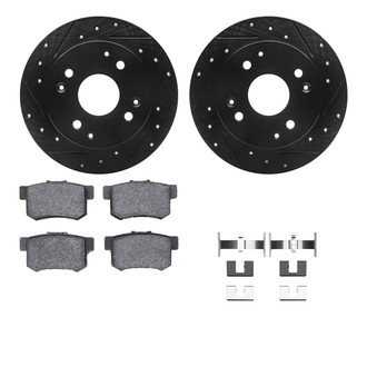R1 Concepts® - eLINE Series Drilled and Slotted Rear Brake Kit with Ceramic Pads