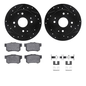 R1 Concepts® - eLINE Series Drilled and Slotted Rear Brake Kit with Ceramic Pads