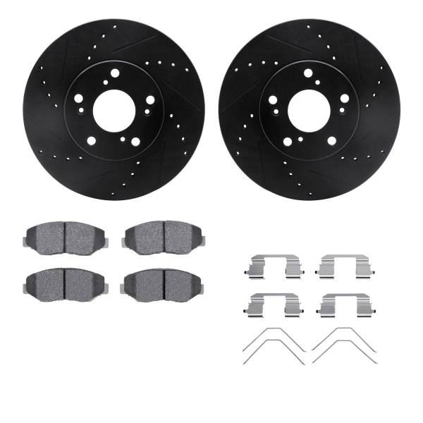  R1 Concepts® - eLINE Series Drilled and Slotted Front Brake Kit with Ceramic Pads