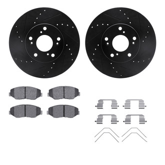 R1 Concepts® - eLINE Series Drilled and Slotted Front Brake Kit with Ceramic Pads