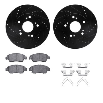 R1 Concepts® - eLINE Series Drilled and Slotted Front Brake Kit with Ceramic Pads