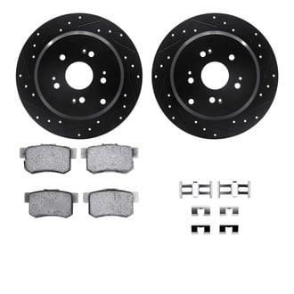 R1 Concepts® - eLINE Series Drilled and Slotted Rear Brake Kit with Ceramic Pads