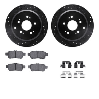 R1 Concepts® - eLINE Series Drilled and Slotted Rear Brake Kit with Ceramic Pads