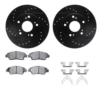 R1 Concepts® - eLINE Series Drilled and Slotted Front Brake Kit with Ceramic Pads