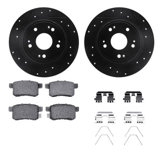 R1 Concepts® - eLINE Series Drilled and Slotted Rear Brake Kit with Ceramic Pads