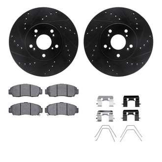 R1 Concepts® - eLINE Series Drilled and Slotted Front Brake Kit with Ceramic Pads