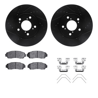R1 Concepts® - eLINE Series Drilled and Slotted Front Brake Kit with Ceramic Pads
