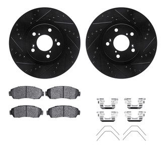 R1 Concepts® - eLINE Series Drilled and Slotted Front Brake Kit with Ceramic Pads