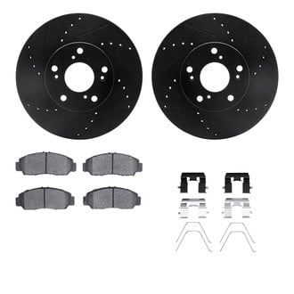 R1 Concepts® - eLINE Series Drilled and Slotted Front Brake Kit with Ceramic Pads