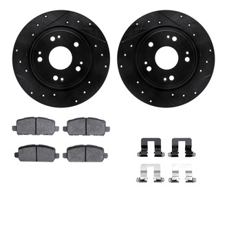 R1 Concepts® - eLINE Series Drilled and Slotted Rear Brake Kit with Ceramic Pads
