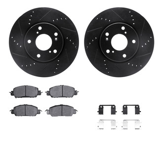 R1 Concepts® - eLINE Series Drilled and Slotted Front Brake Kit with Ceramic Pads
