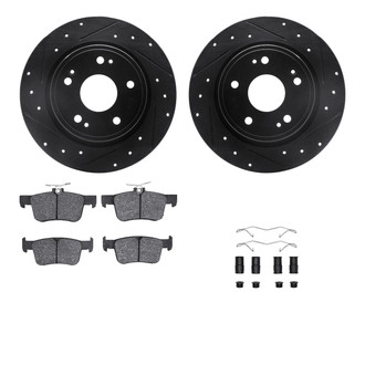 R1 Concepts® - eLINE Series Drilled and Slotted Rear Brake Kit with Ceramic Pads