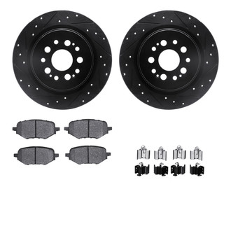 R1 Concepts® - eLINE Series Drilled and Slotted Rear Brake Kit with Ceramic Pads